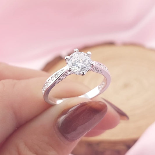 Anillo Compromiso Plata 925 CZ 6mm 27776