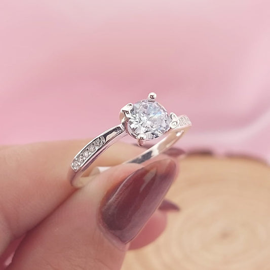Anillo Compromiso Plata 925 CZ 6mm 27778