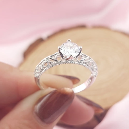 Anillo Compromiso Plata 925 CZ 6mm 27774