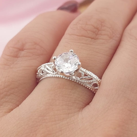 Anillo Compromiso Plata 925 CZ 6mm 27774