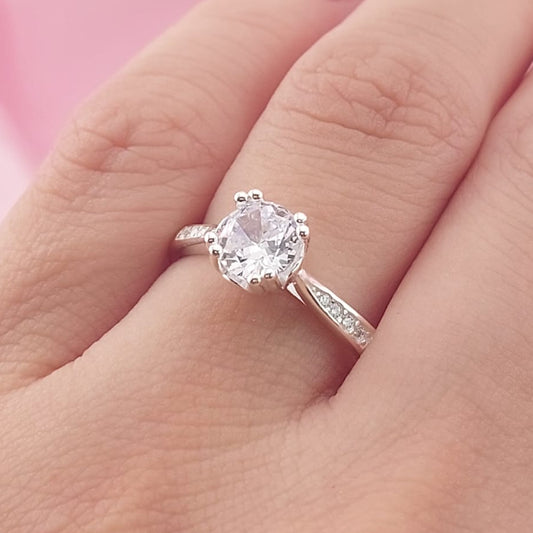Anillo Compromiso Plata 925 CZ 6mm 27773