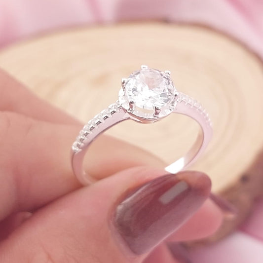 Anillo Compromiso Plata 925 CZ 6mm 27772