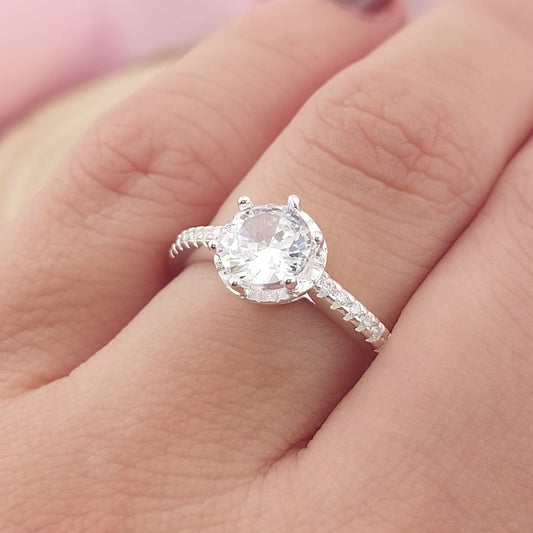 Anillo Compromiso Plata 925 CZ 6mm 27772
