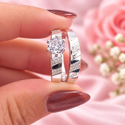 Anillos Dúo Compromiso Plata 925 CZ 6mm 27767