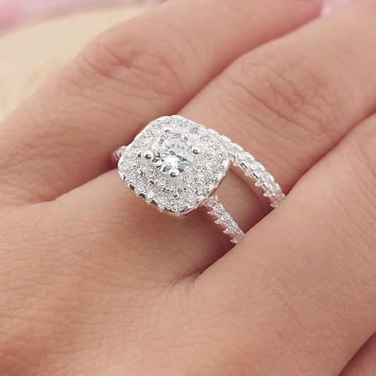 Anillos Dúo Compromiso Plata 925 CZ 5mm 27766