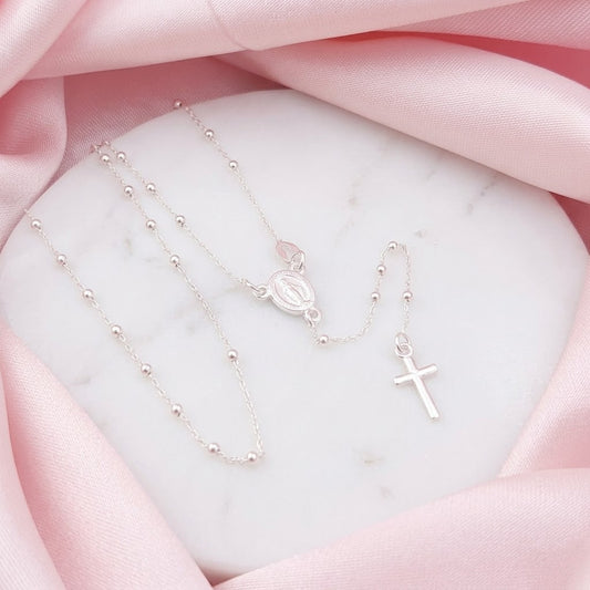 Rosario Virgen Maria Largo 60cm Bola 1.5mm Plata 925 27783