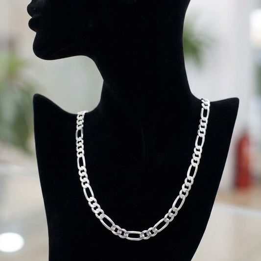 Cadena Figaro Diamantada 60CM/6MM Plata 925 25643