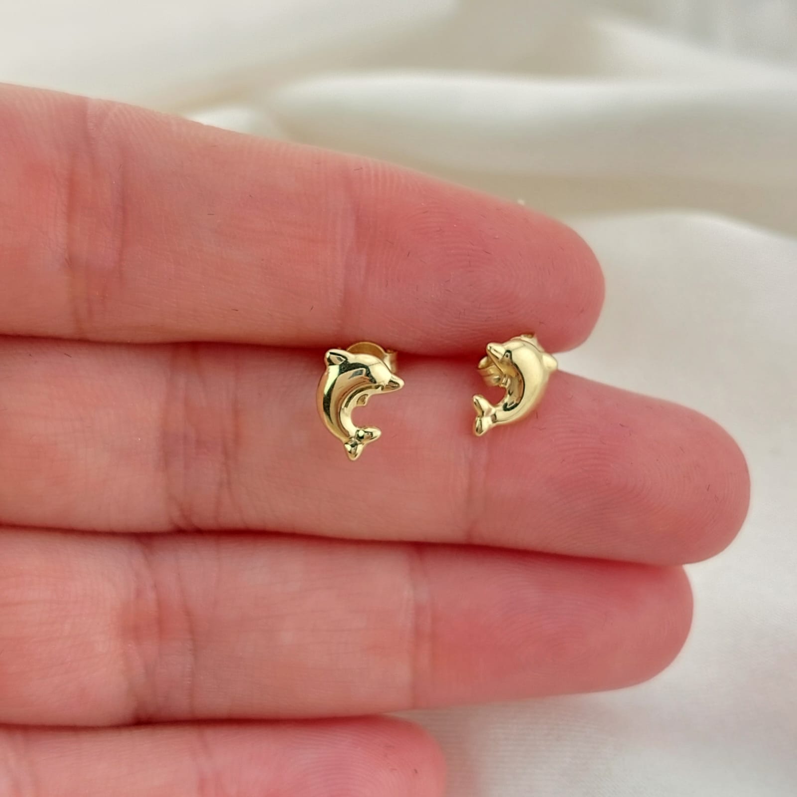 Aretes Delfín 8mm Oro 10k Italia 26720