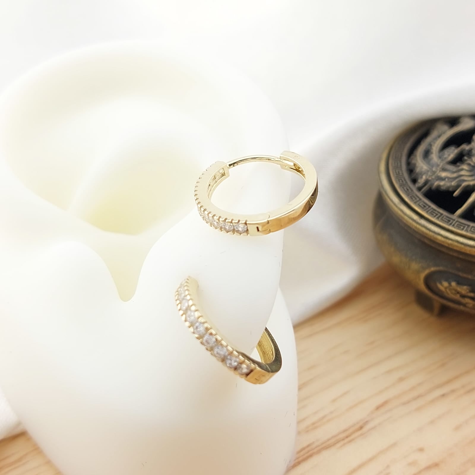 Aretes Huggies 13mm Oro 10k Italia 26712