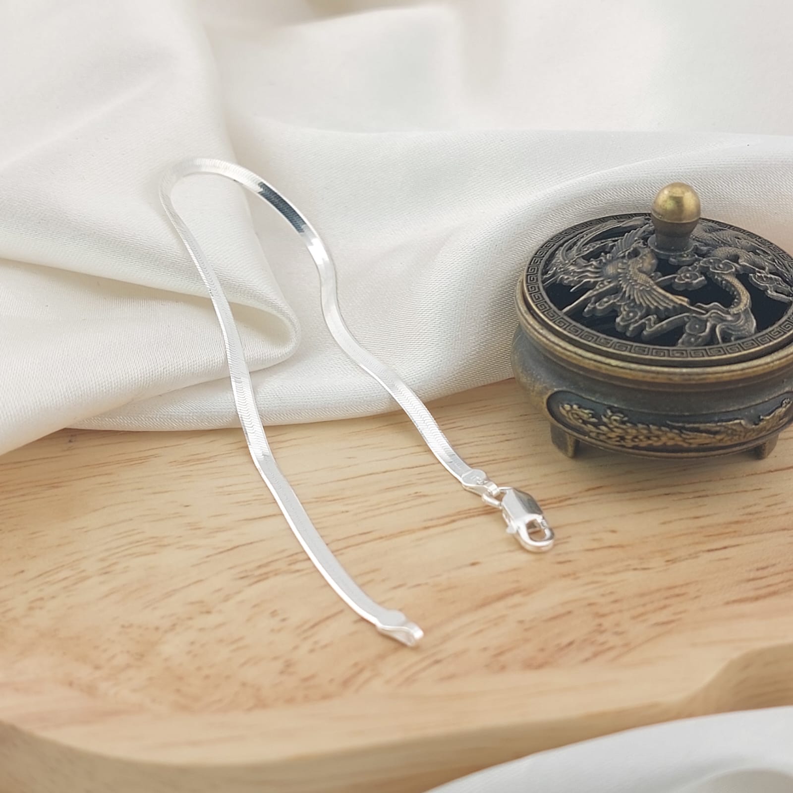 Pulsera Plana Serpiente 19cm/2mm Plata 925 26731