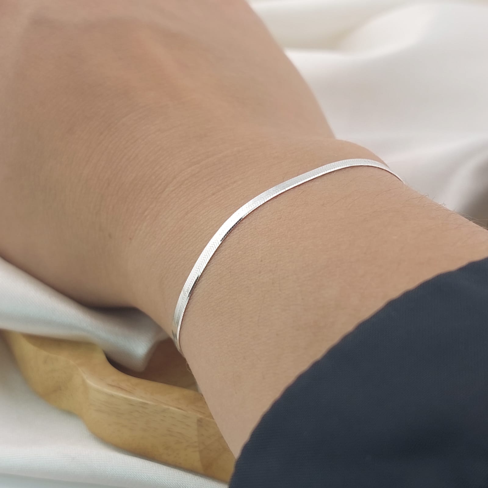 Pulsera Plana Serpiente 19cm/2mm Plata 925 26731