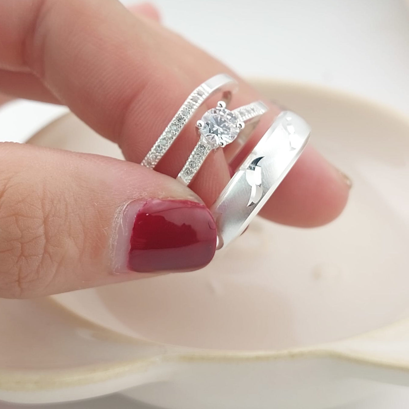 Anillos Tríos Matrimonio Plata 925 26826