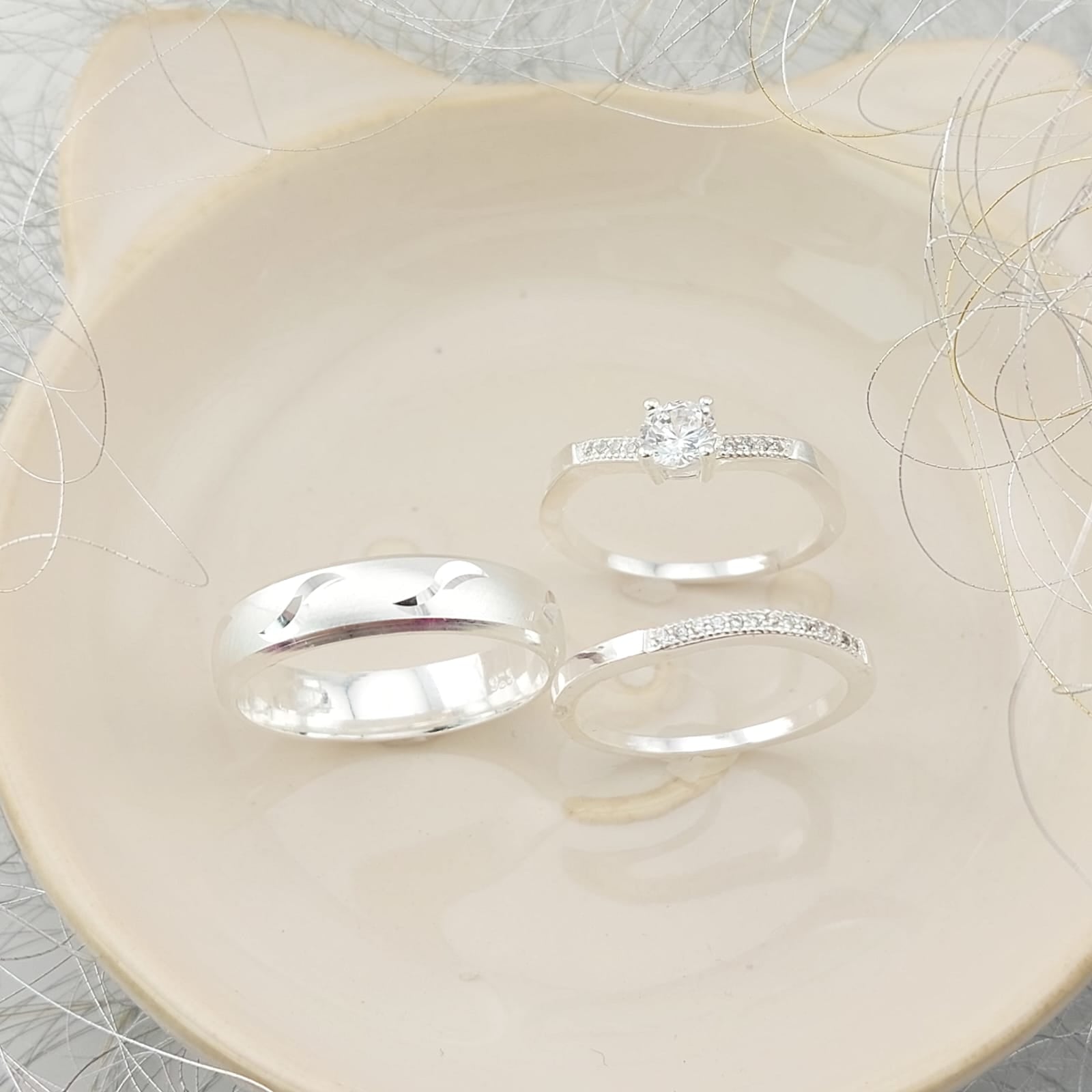 Anillos Tríos Matrimonio Plata 925 26826