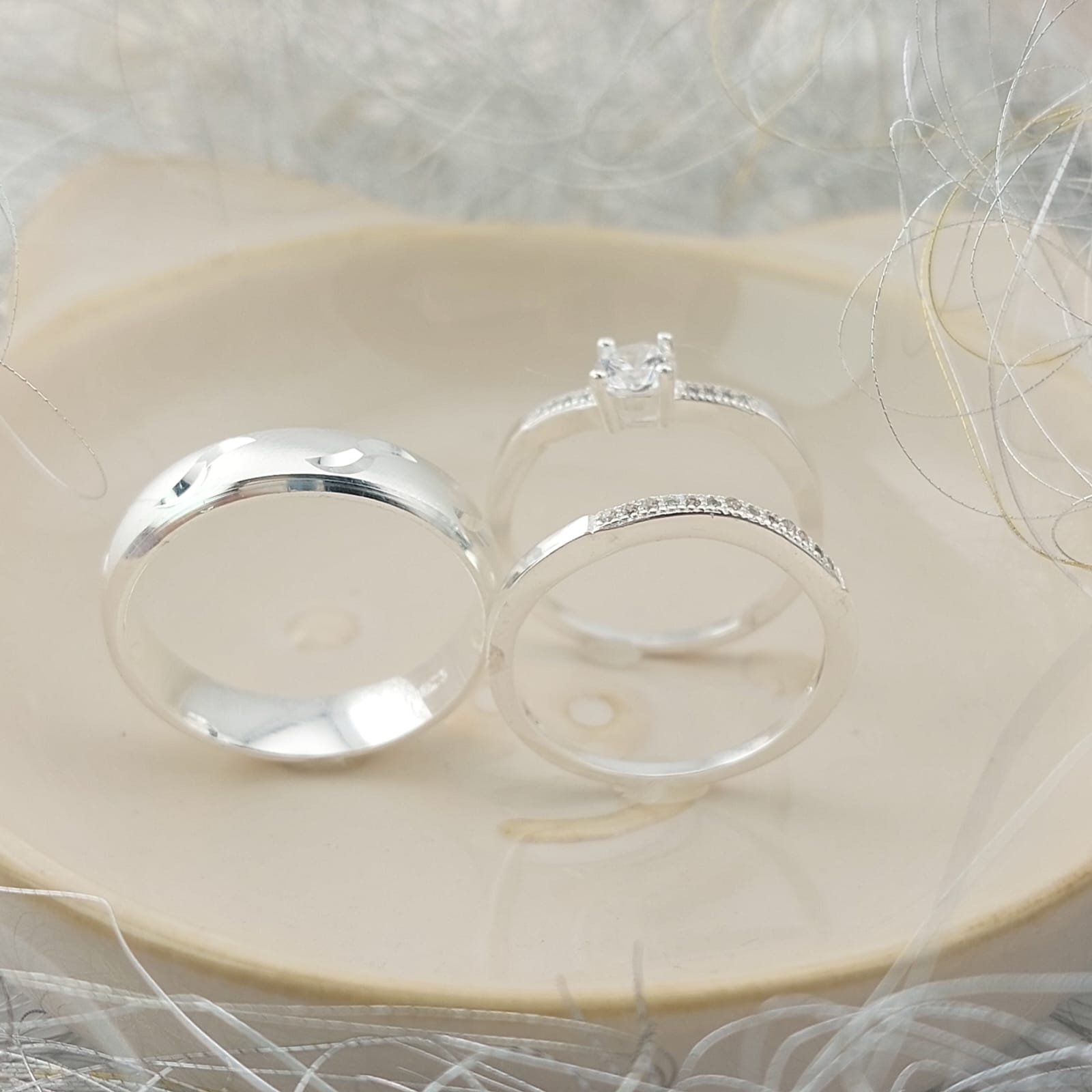 Anillos Tríos Matrimonio Plata 925 26826