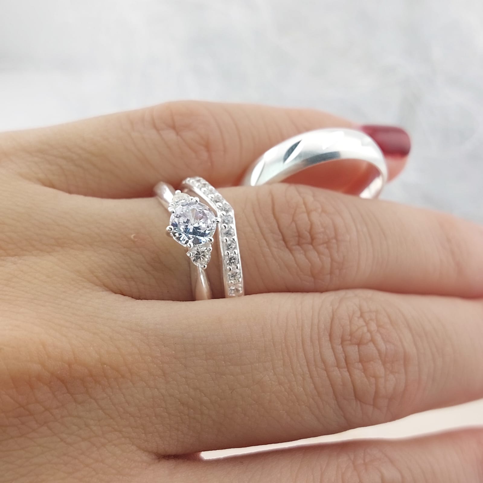 Anillos Tríos Matrimonio Plata 925 26822