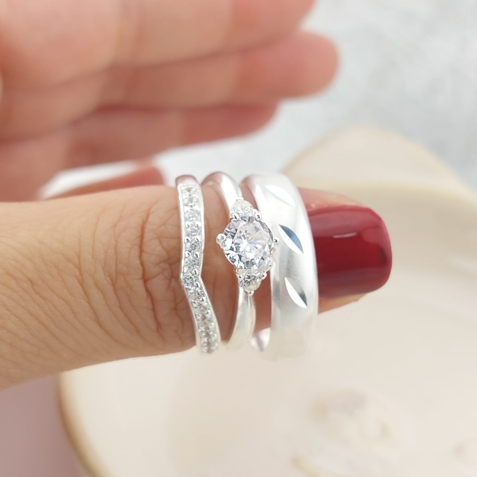 Anillos Tríos Matrimonio Plata 925 26822