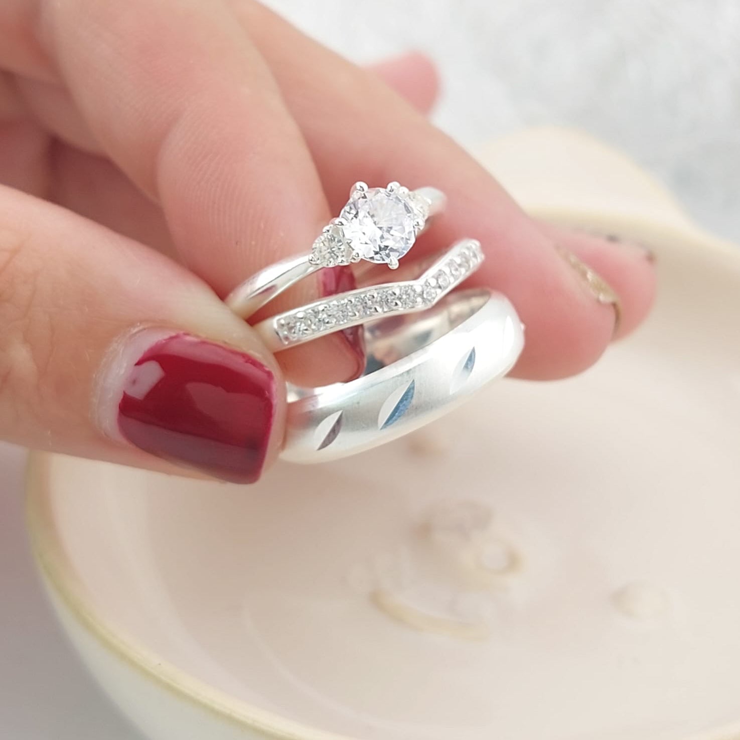 Anillos Tríos Matrimonio Plata 925 26822