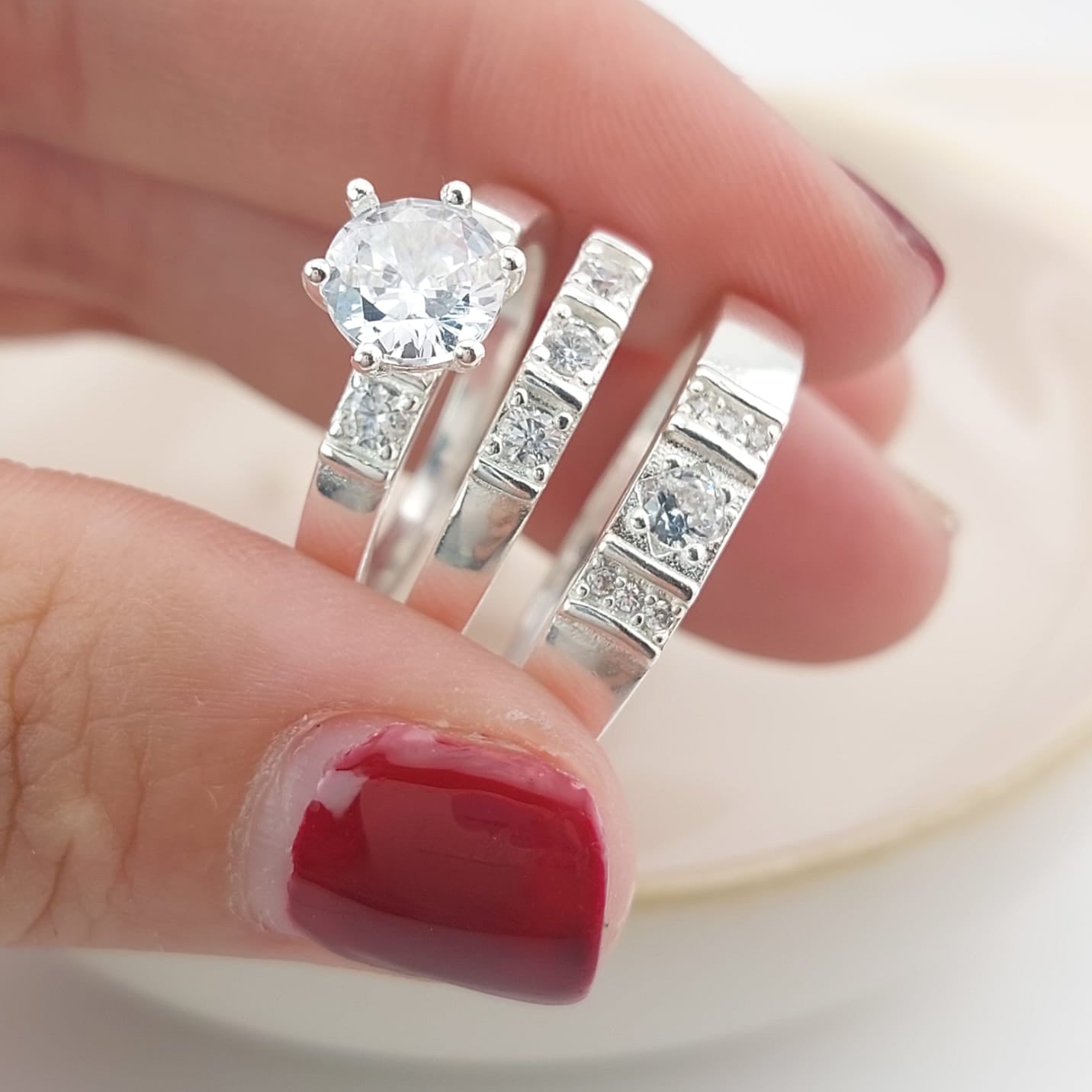 Anillos Tríos Matrimonio Plata 925 26254