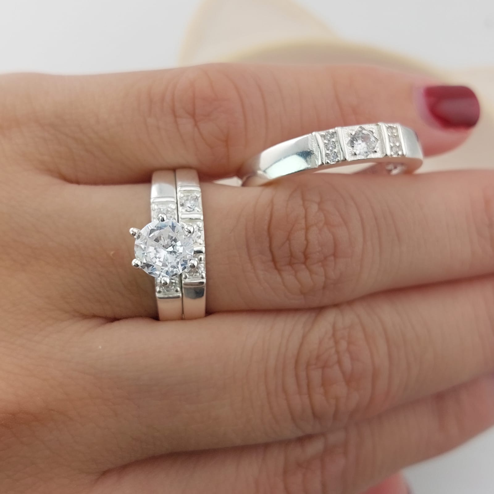 Anillos Tríos Matrimonio Plata 925 26254