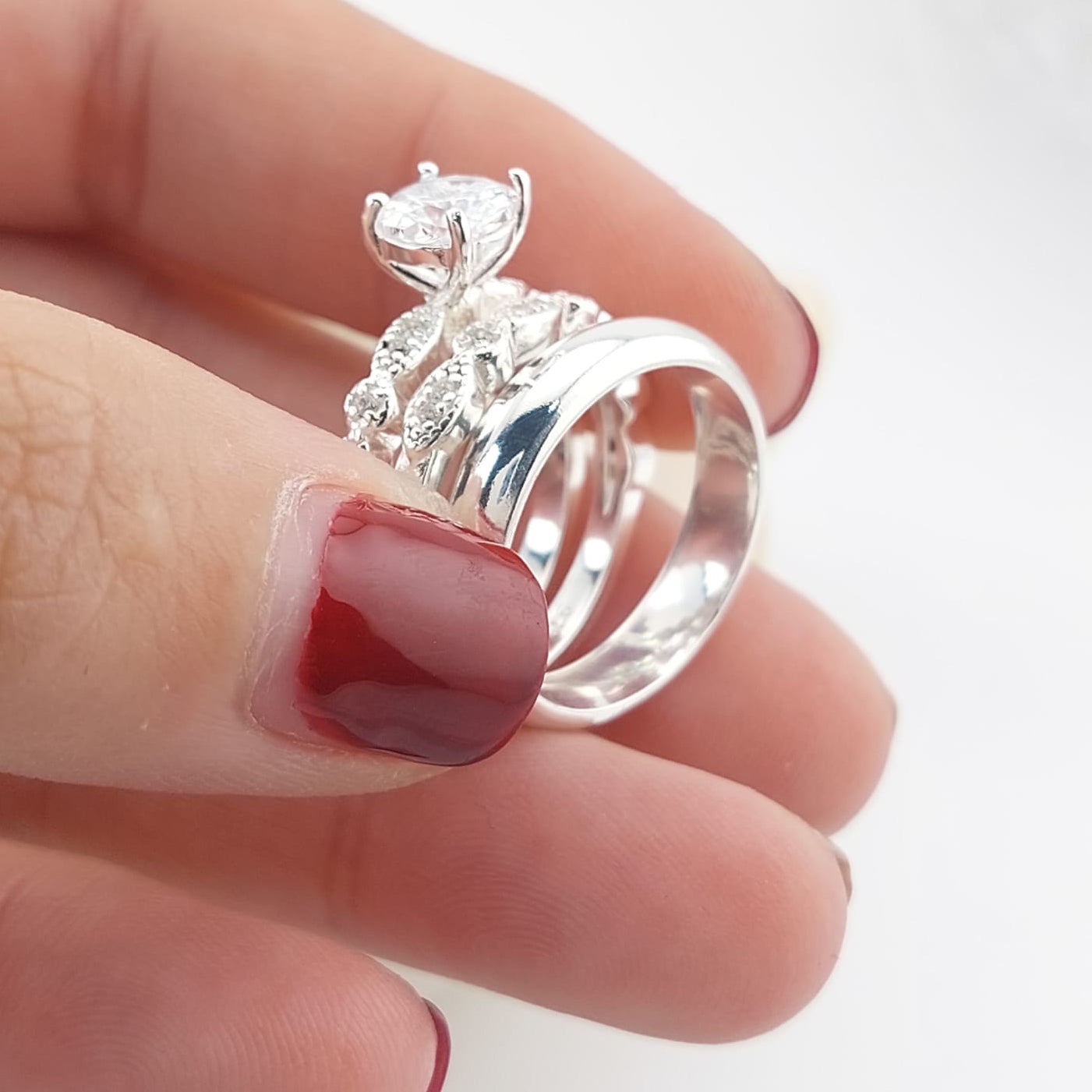 Anillos Tríos Matrimonio Plata 925 26820