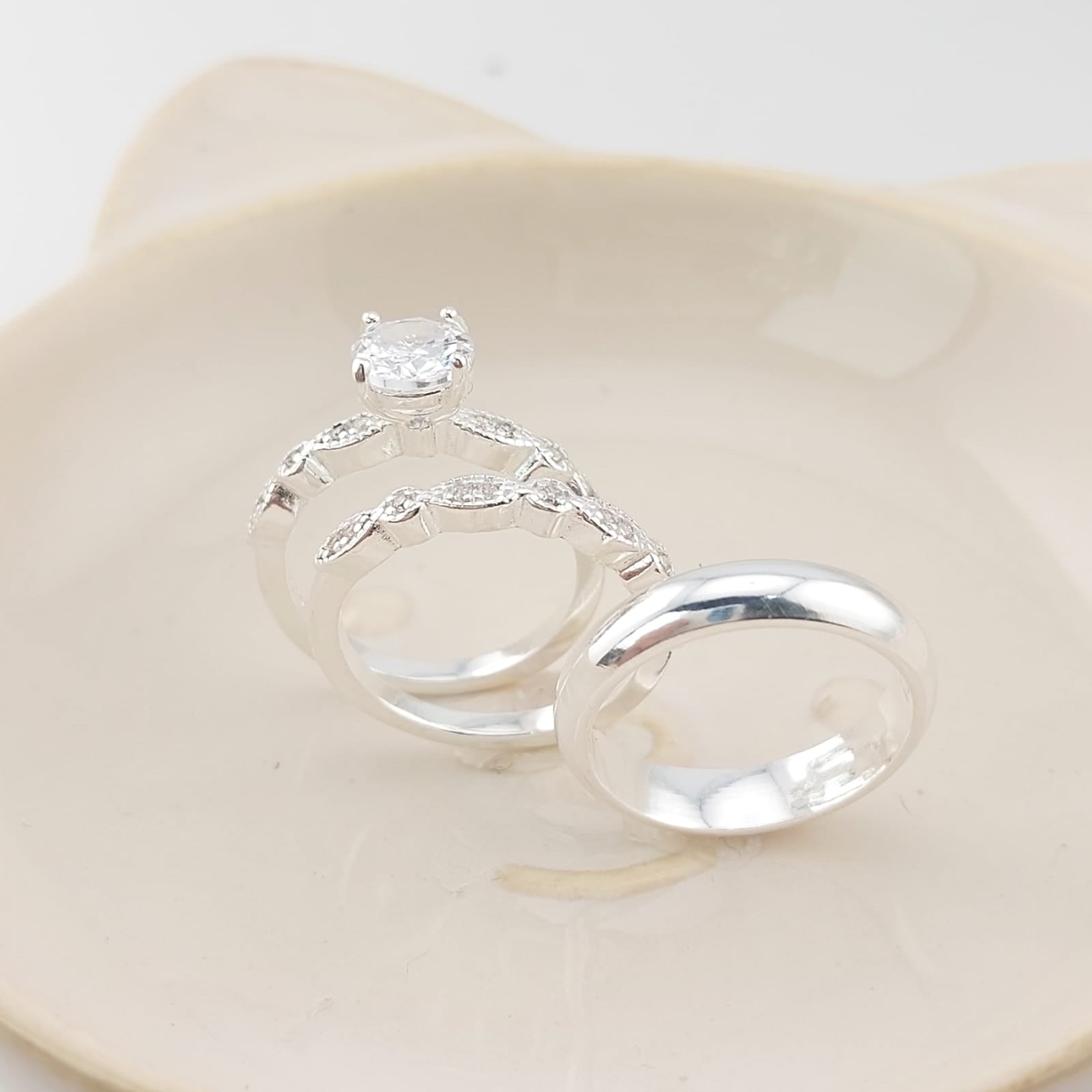 Anillos Tríos Matrimonio Plata 925 26820