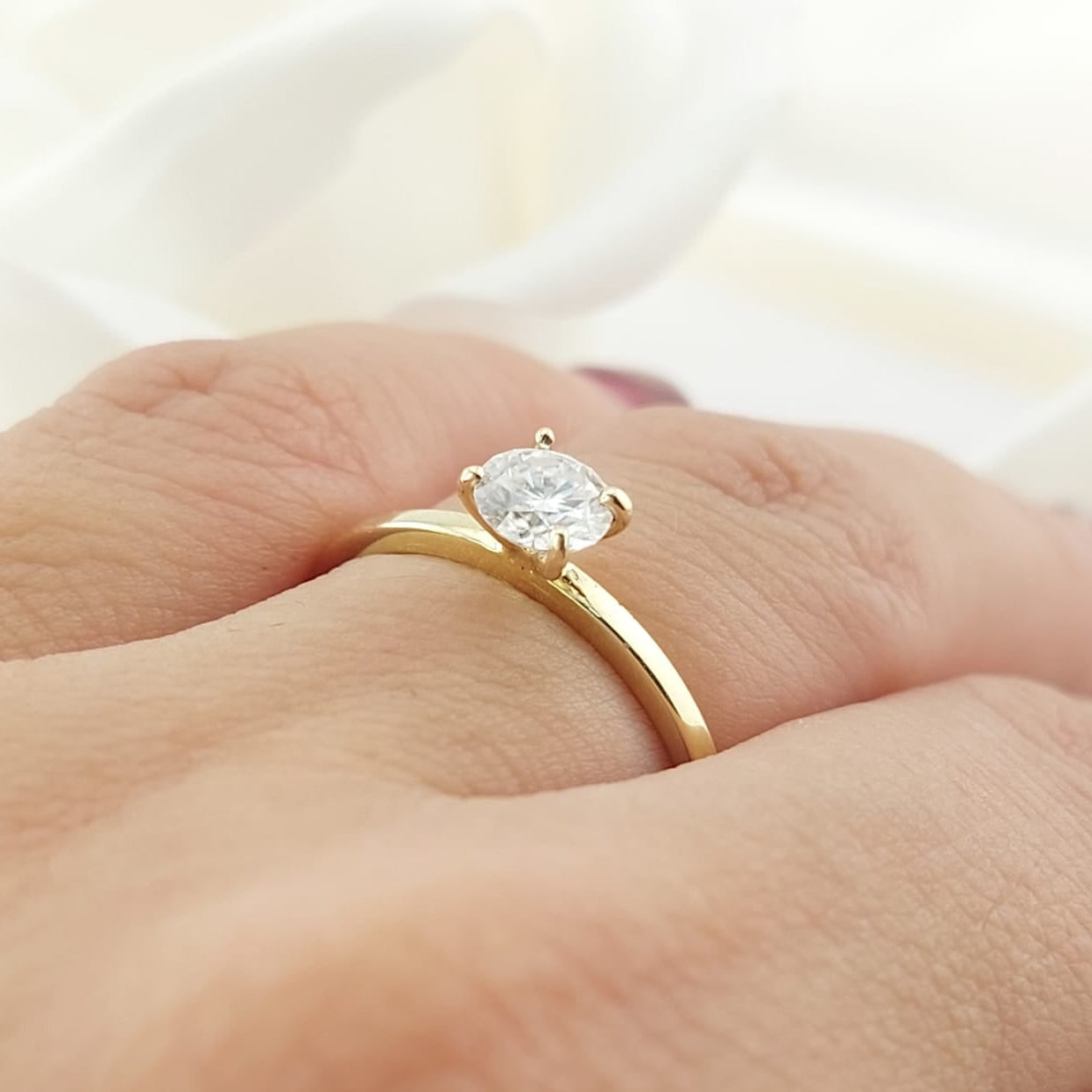 Anillo Compromiso Moissanita 5mm 0.5ct GRA Grade D Oro 10k 26884 Hecho Milena*