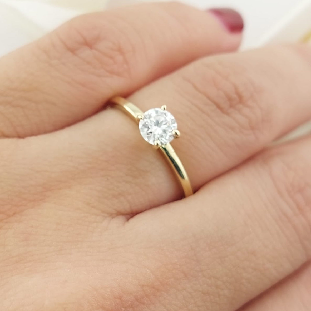 Anillo Compromiso Moissanita 5mm 0.5ct GRA Grade D Oro 10k 26884 Hecho Milena*