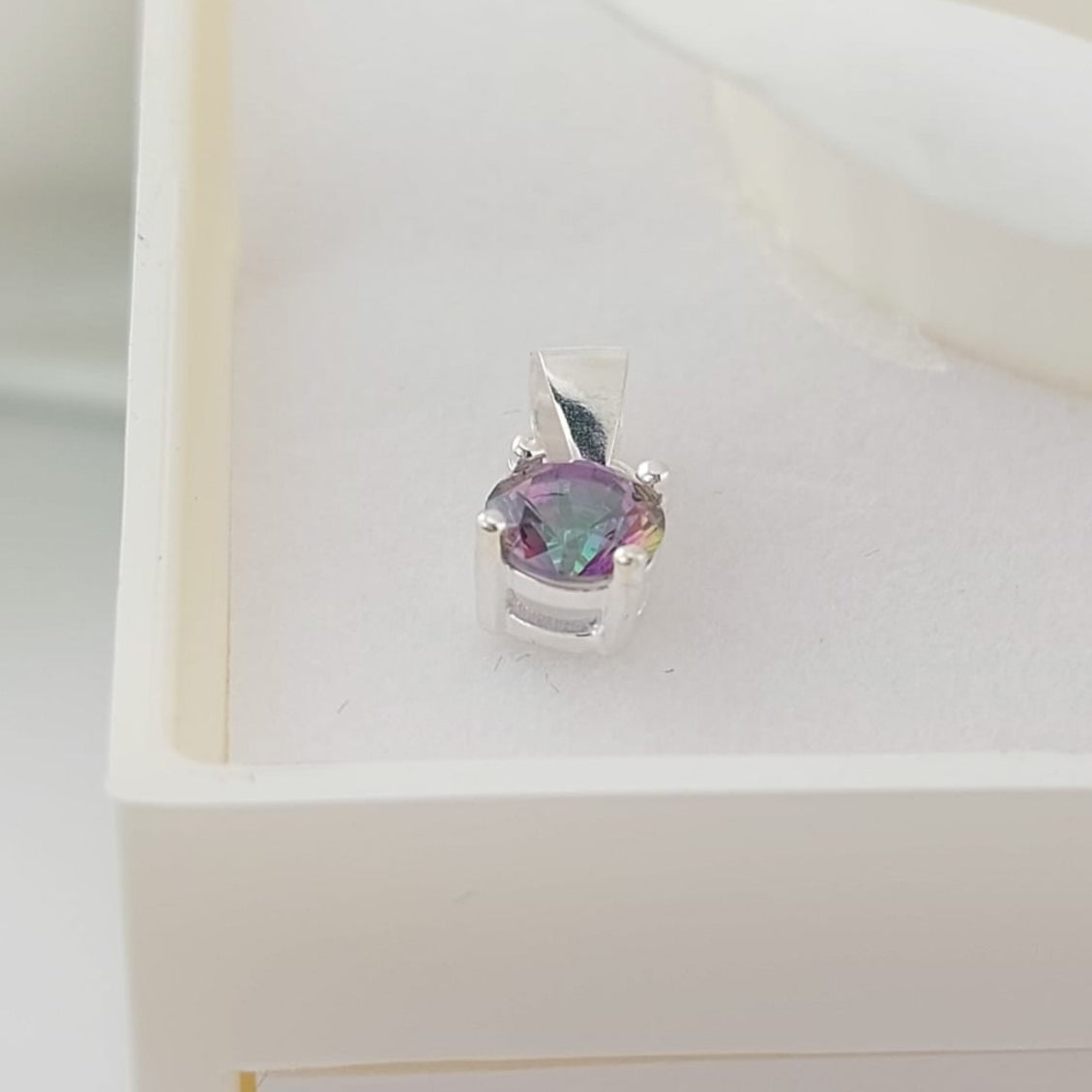 Dije Piedra Tornasol CZ 5mm Plata 925 26889