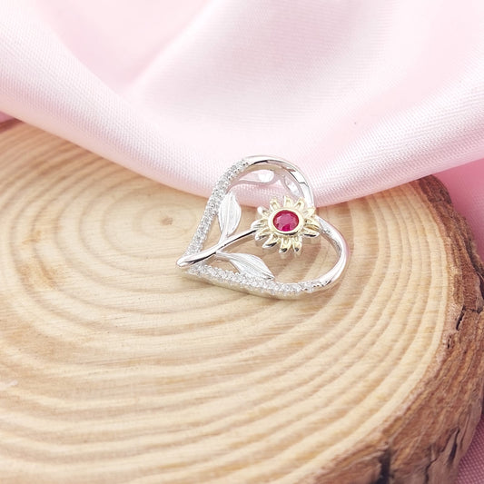 Dije Corazón Girasol 20mm Plata 925 26951