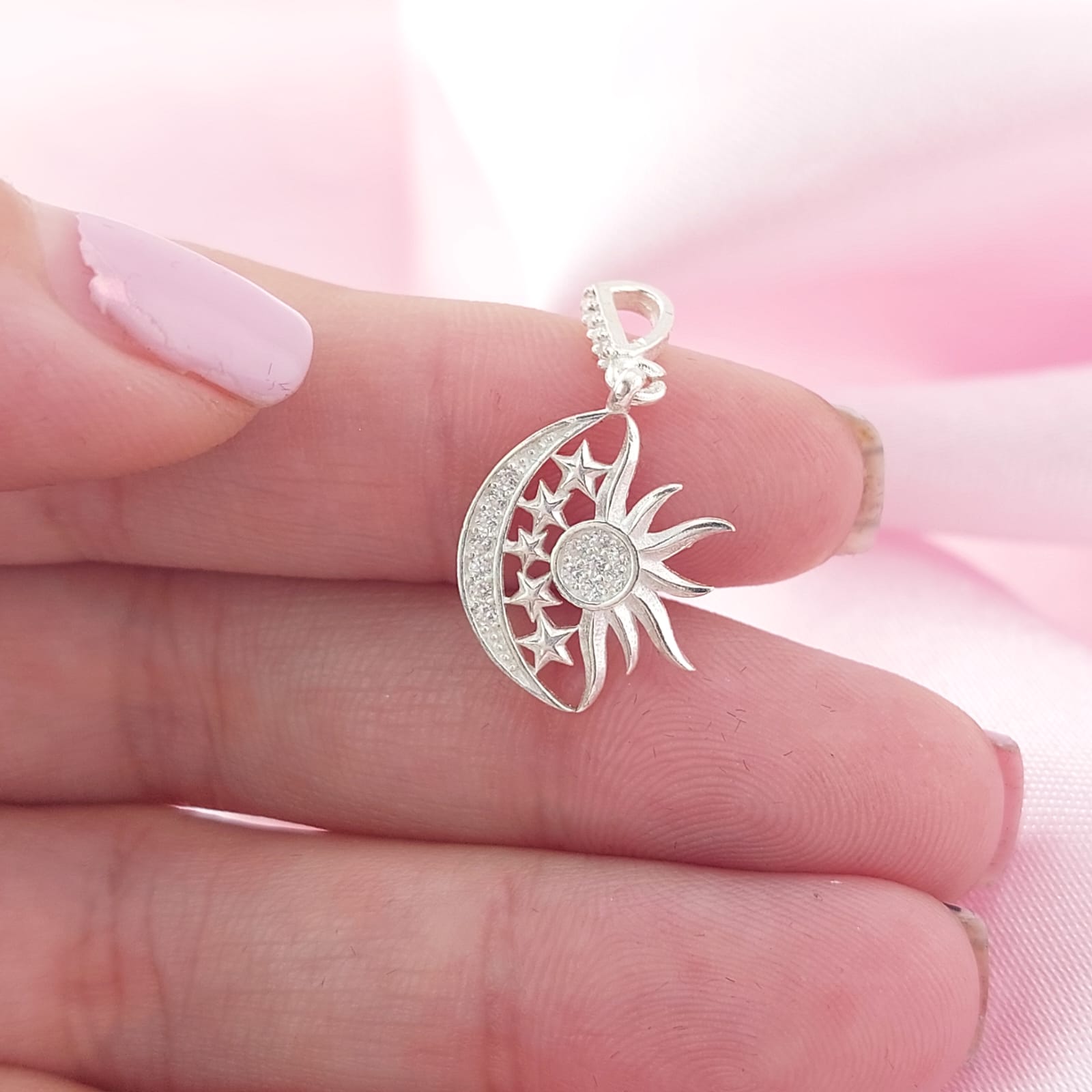 Dije Sol y Luna 16mm Plata 925 26947