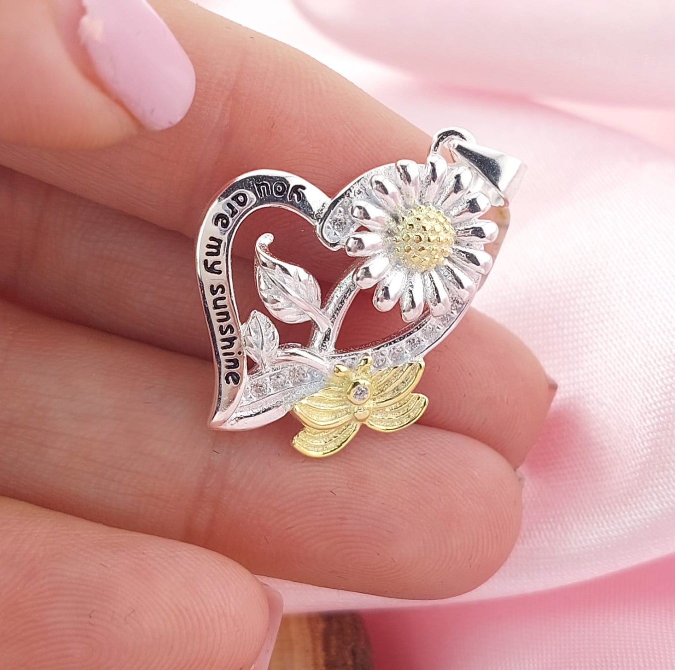 Dije Corazón Girasol 20mm Plata 925 26952