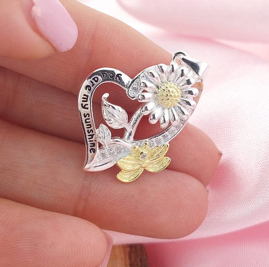 Dije Corazón Girasol 20mm Plata 925 26952