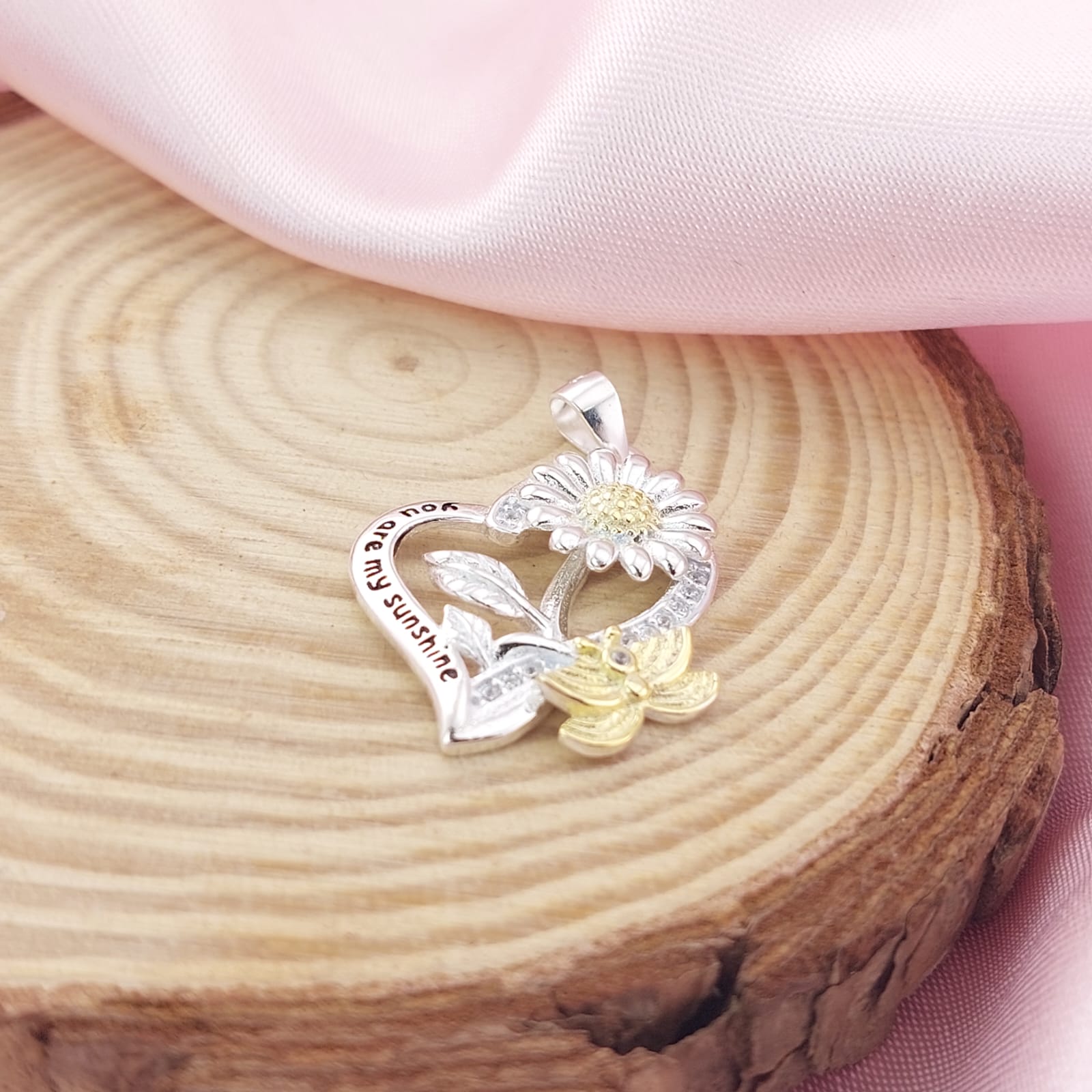 Dije Corazón Girasol 20mm Plata 925 26952