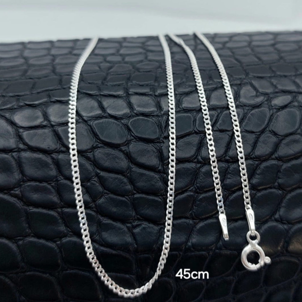Cadena Gurmet 45CM/1mm Gruesa Plata 925 210000024523v