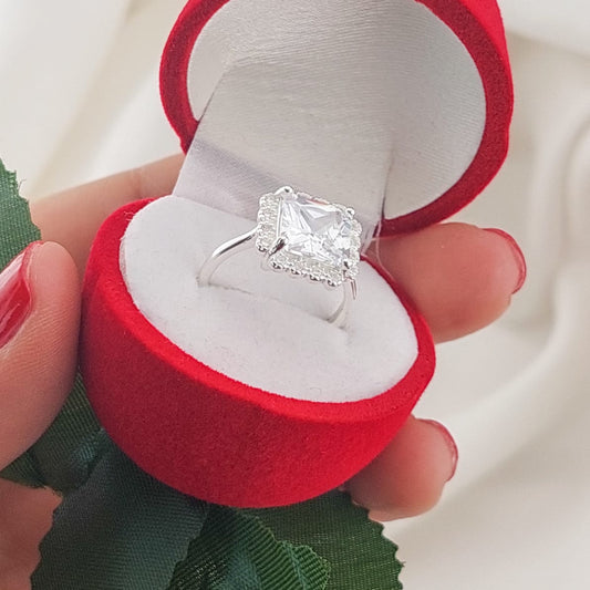 Anillo Dama CZ 9x9mm Plata 925 24676