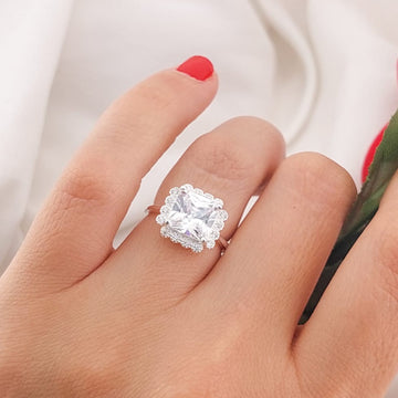 Anillo Dama CZ 9x9mm Plata 925 24676
