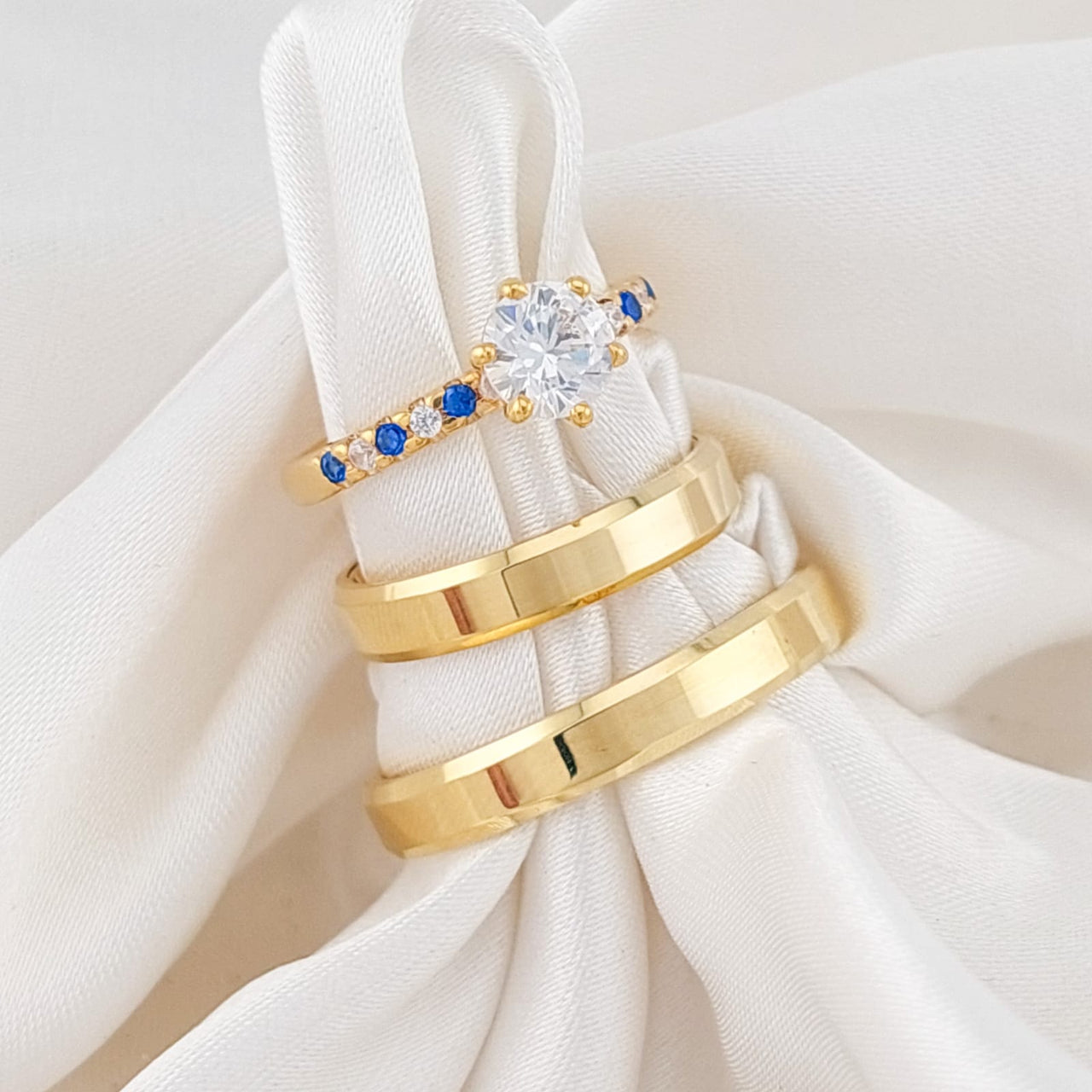 Anillos Matrimonio Trío Oro 10k 7.5g Italia 24806x