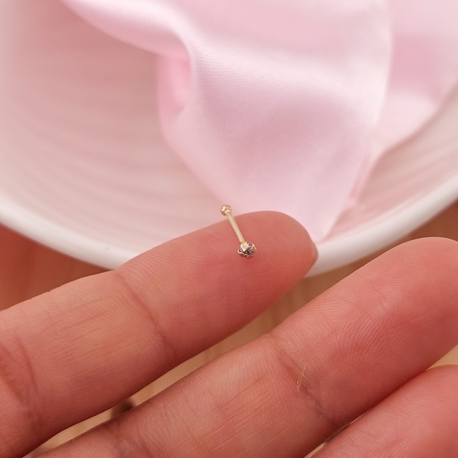 Pearcing nariz piedra blanca Oro 10k 24814