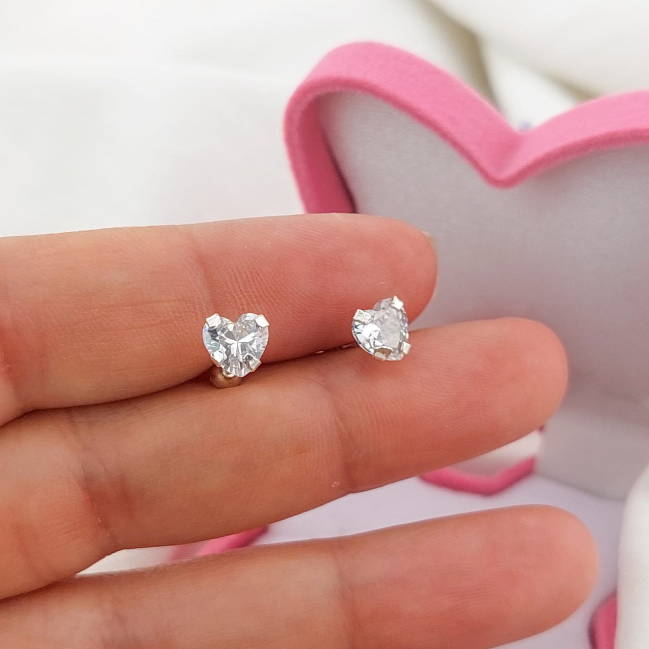 Dormilones Piedra Corazón 6mm Plata 925 210000024827