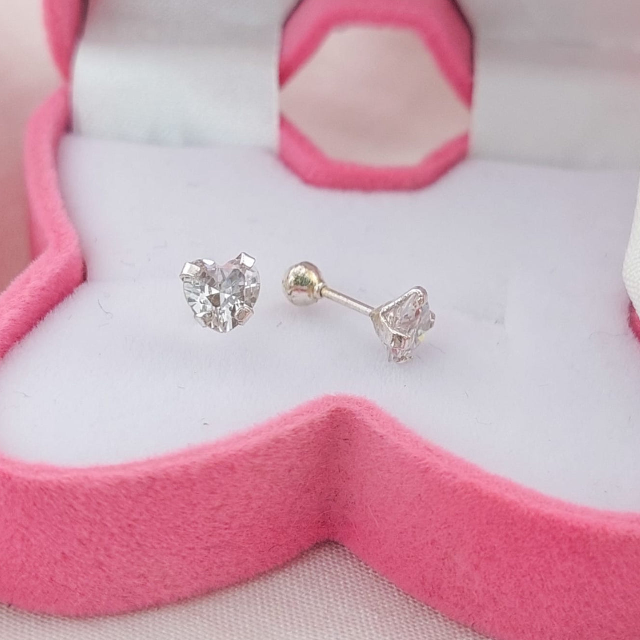 Dormilones Piedra Corazón 5mm Plata 925 210000024826