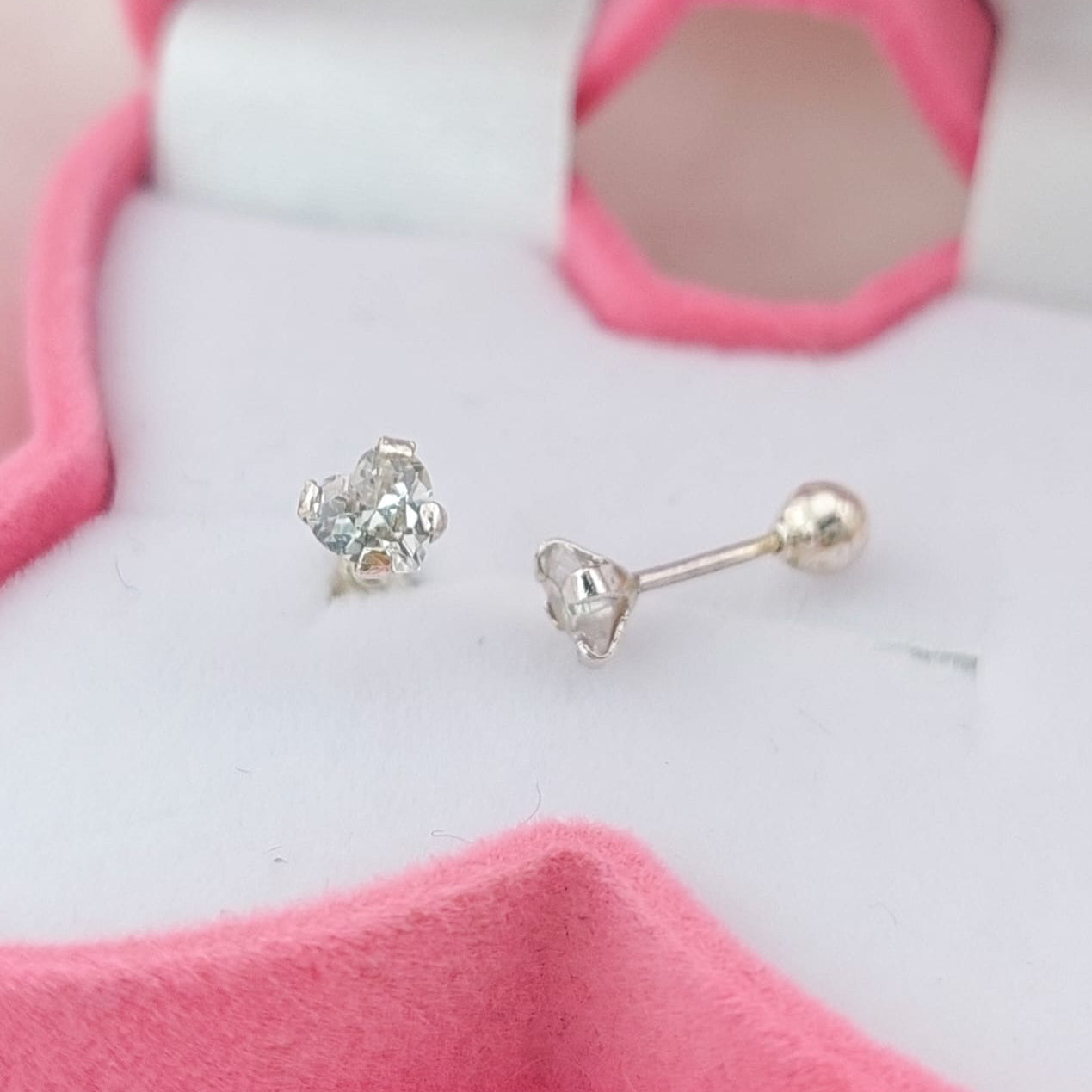Dormilones Piedra Corazón 4mm Plata 925 210000024825