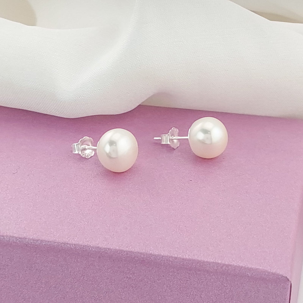 Aretes Perla Cultivada 10mm Plata 925 25282