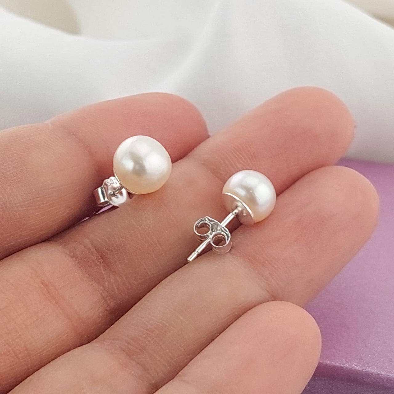 Aretes Perla Cultivada 8mm Plata 925 25283