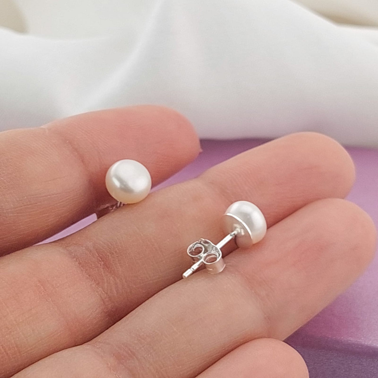 Aretes Perla Cultivada 6mm Plata 925 25284