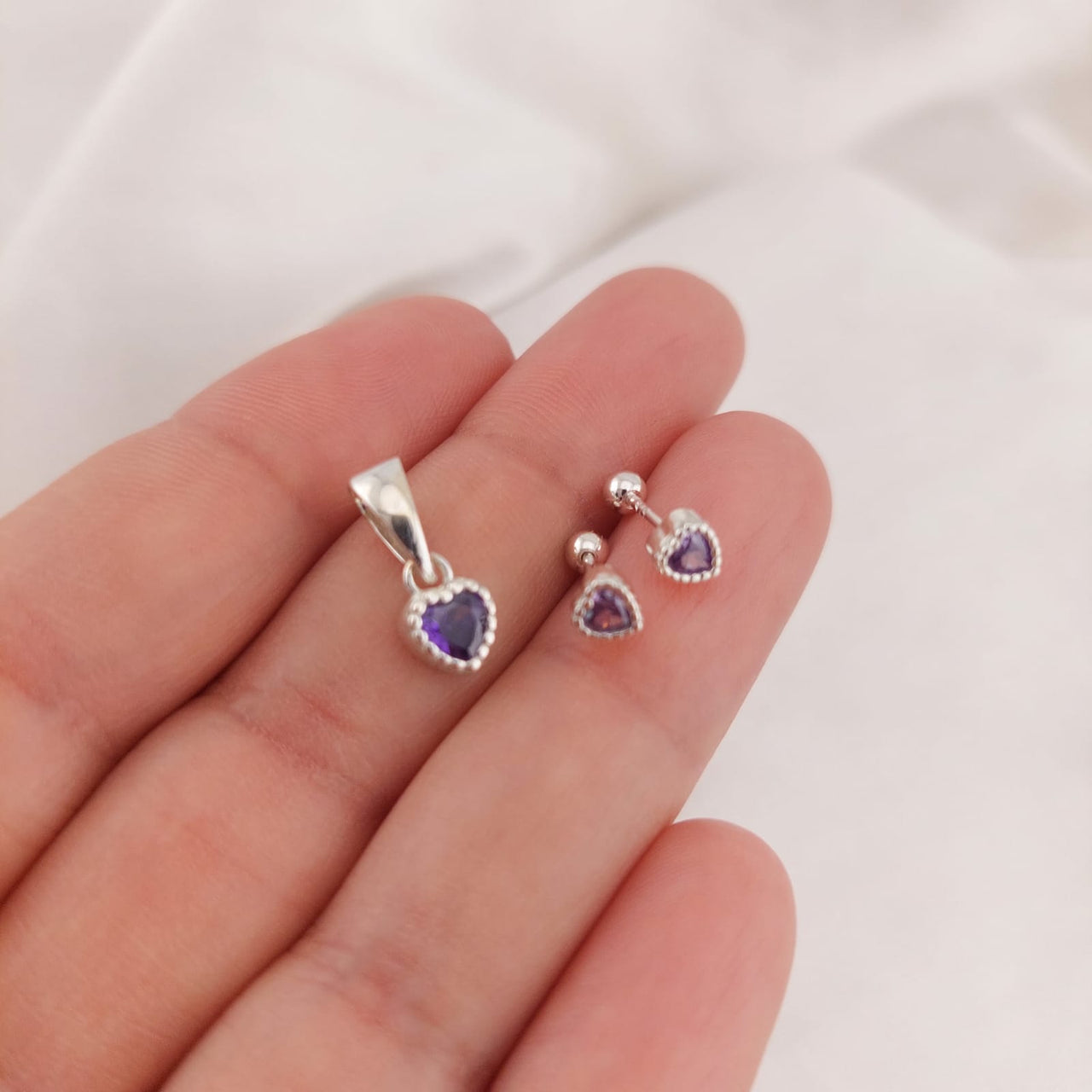 Juego Dama Nina Aretes Rosca Plata 925 25292