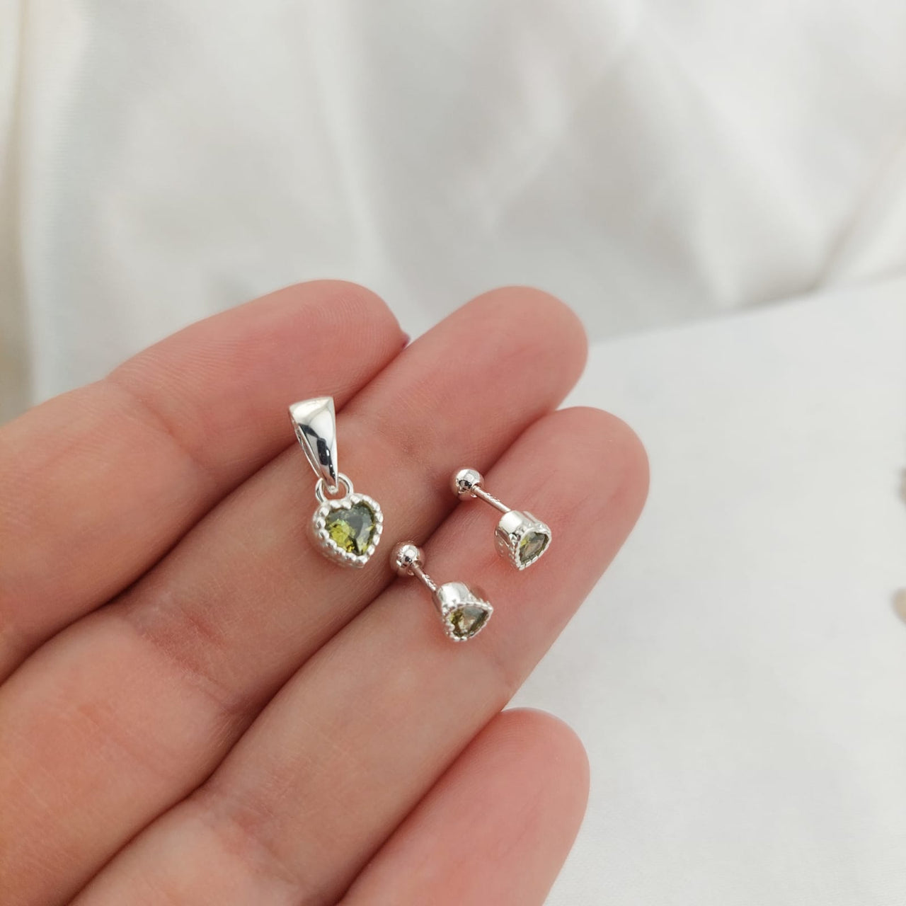 Juego Dama Nina Aretes Rosca Plata 925 25297