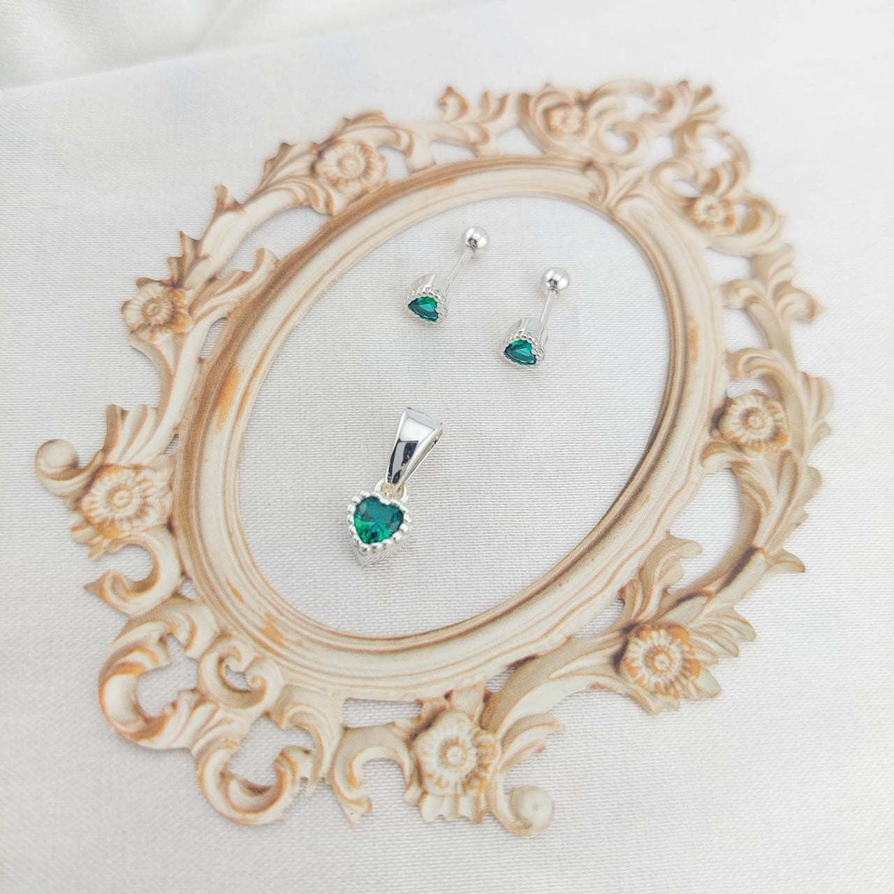 Juego Dama Nina Aretes Rosca Plata 925 25293