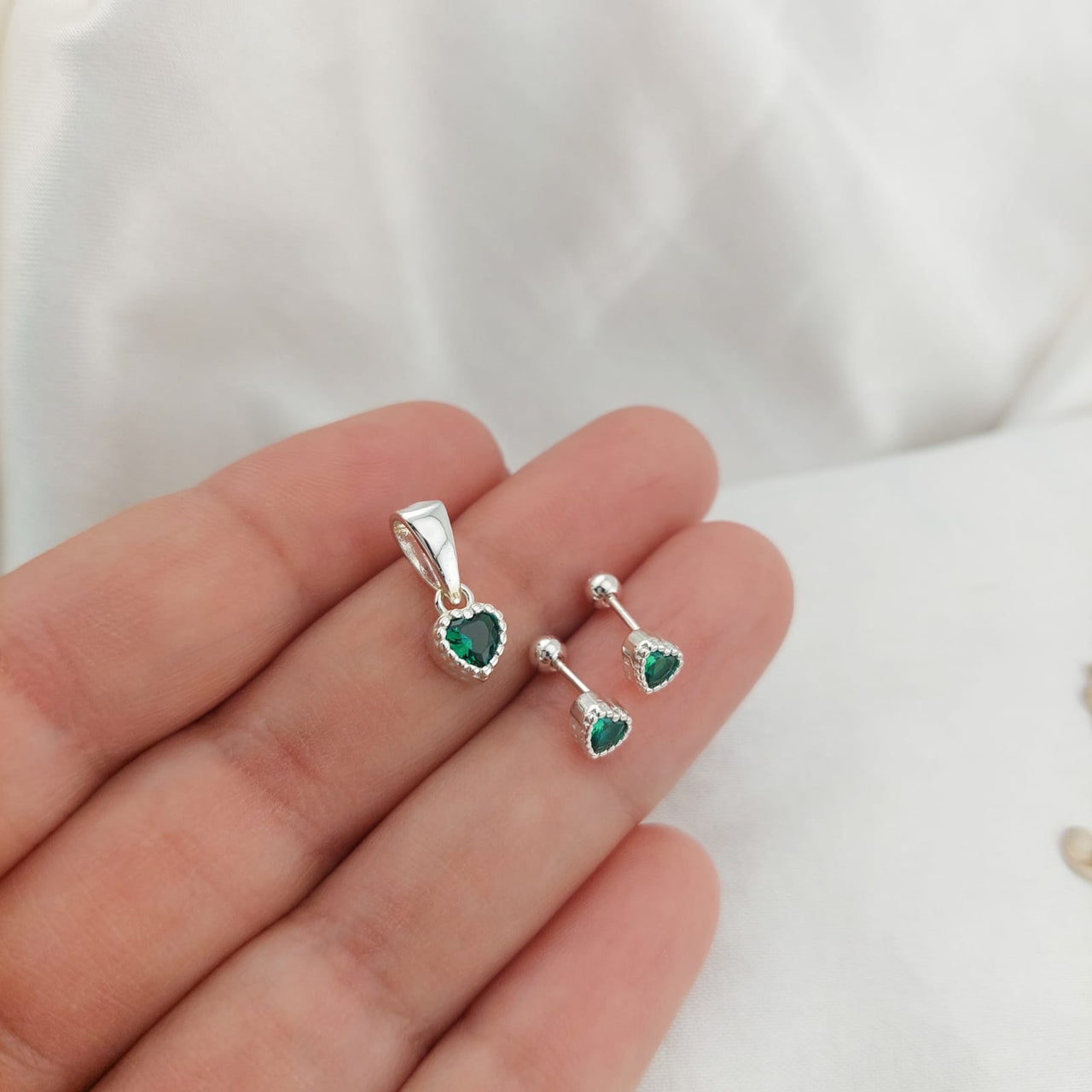 Juego Dama Nina Aretes Rosca Plata 925 25293