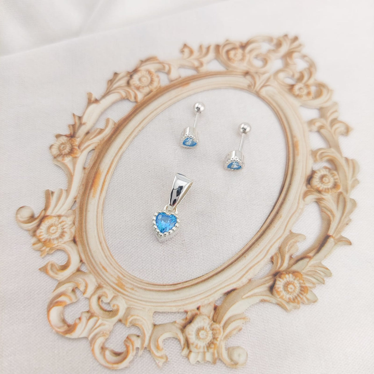 Juego Dama Nina Aretes Rosca Plata 925 25294