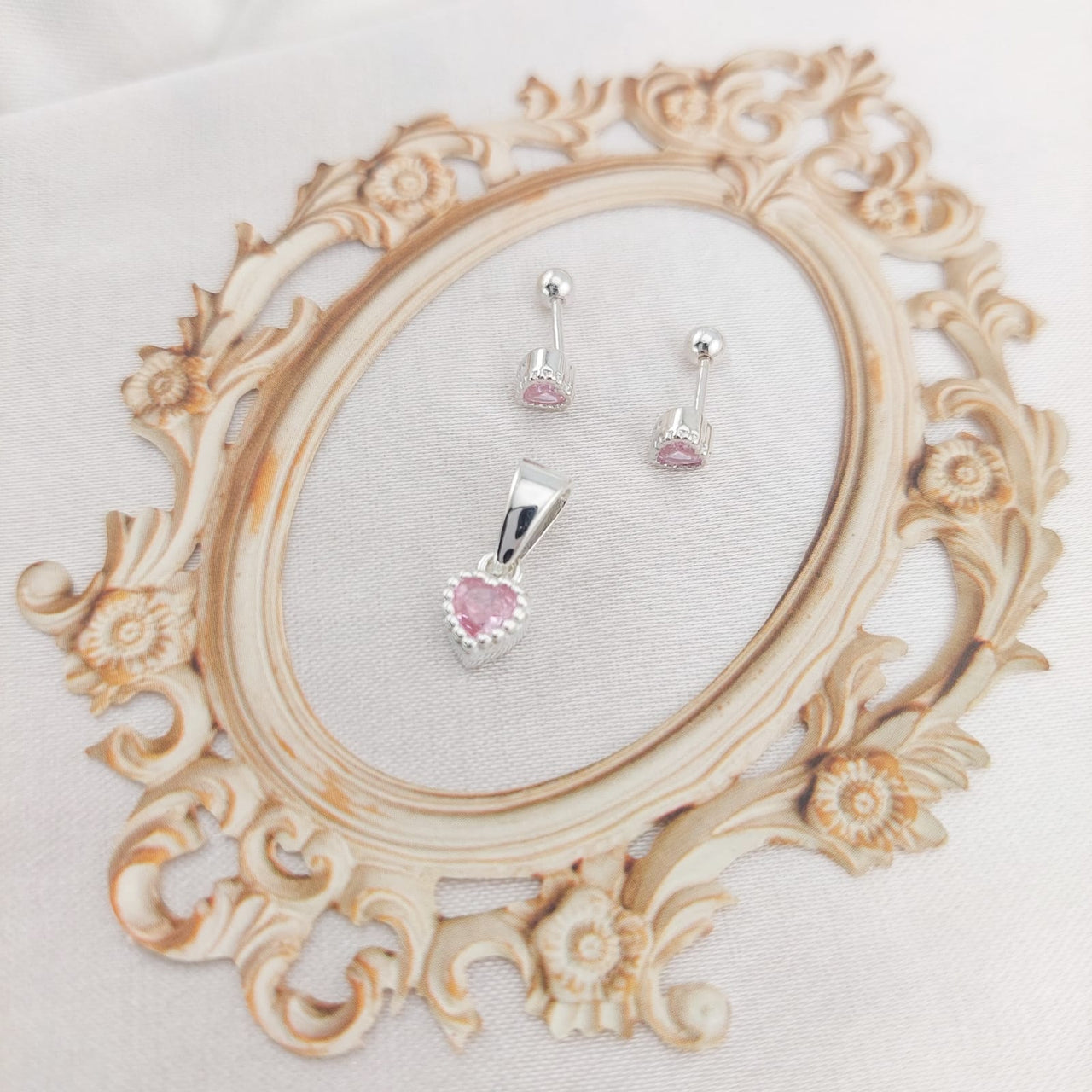 Juego Dama Nina Aretes Rosca Plata 925 25295